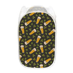 Beer Hop Cone And Leaf Pattern Print Mesh Laundry Hamper