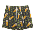 Beer Hop Cone And Leaf Pattern Print Mesh Shorts