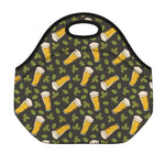 Beer Hop Cone And Leaf Pattern Print Neoprene Lunch Bag