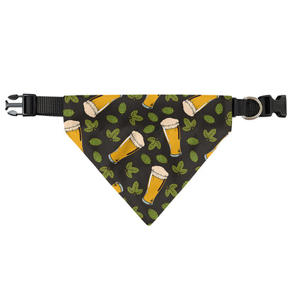 Beer Hop Cone And Leaf Pattern Print Over The Collar Dog Bandana