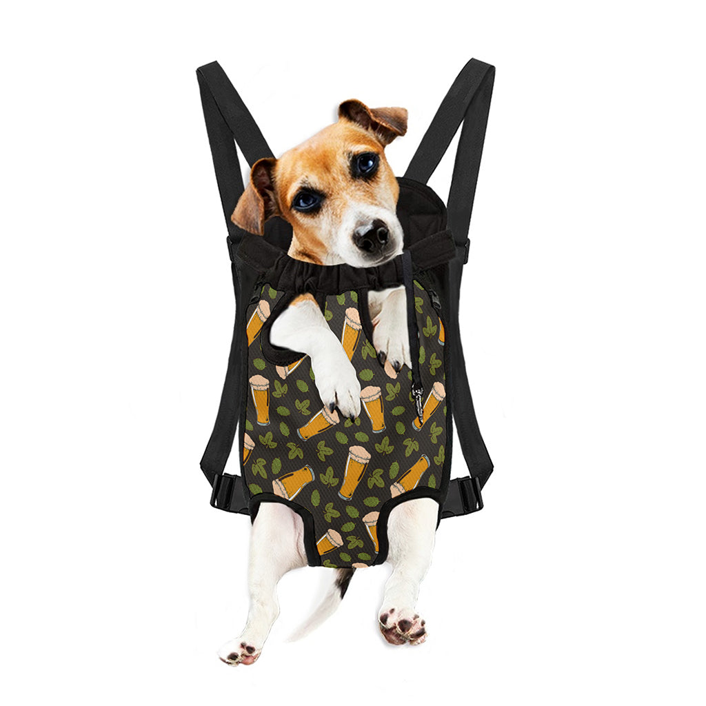 Beer Hop Cone And Leaf Pattern Print Pet Carrier Backpack