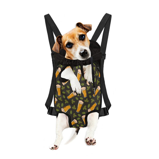 Beer Hop Cone And Leaf Pattern Print Pet Carrier Backpack