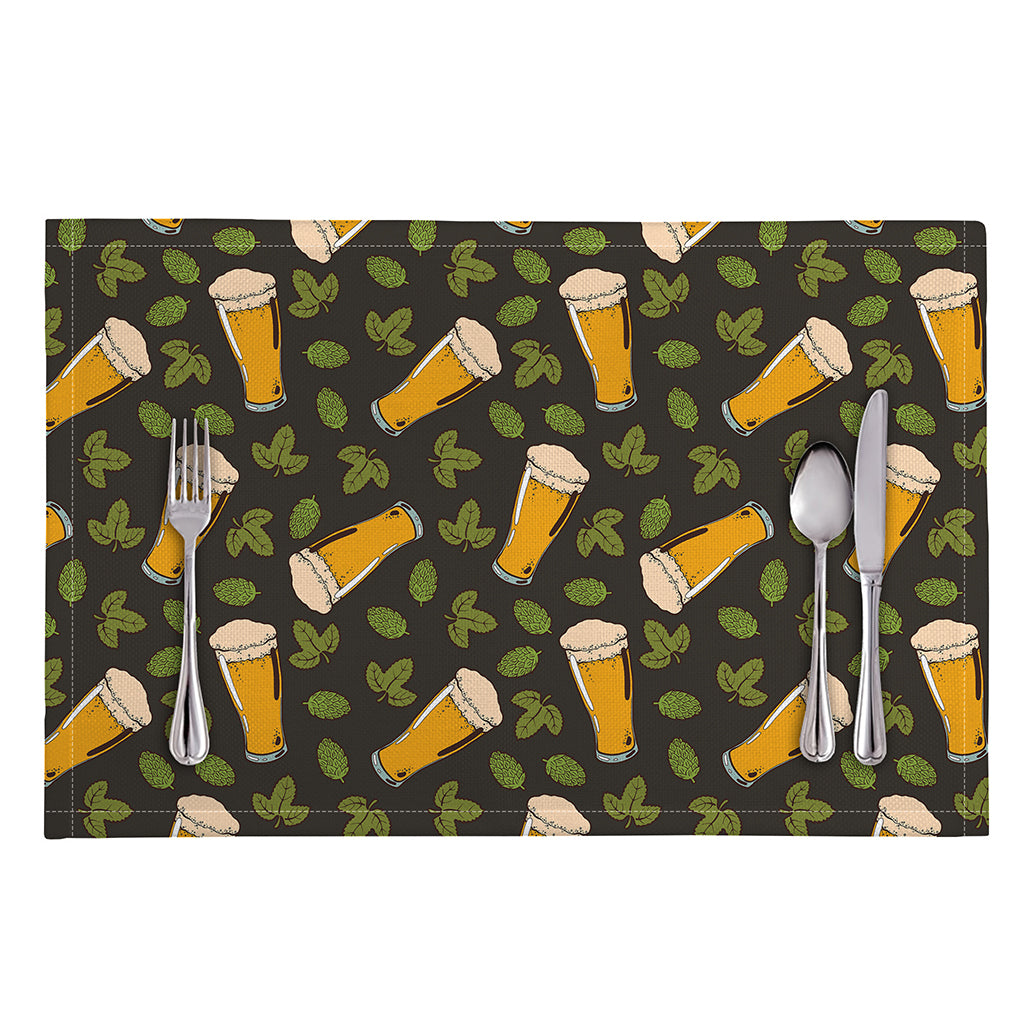 Beer Hop Cone And Leaf Pattern Print Placemat