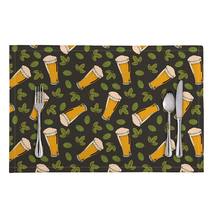 Beer Hop Cone And Leaf Pattern Print Placemat