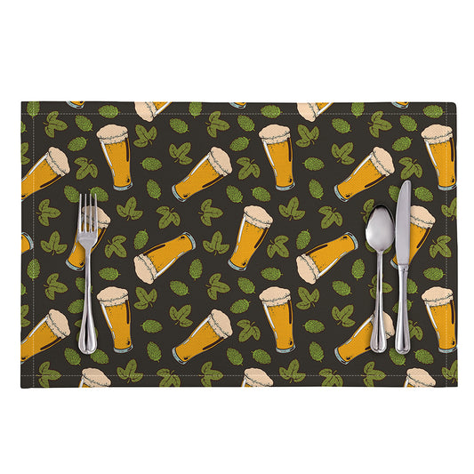 Beer Hop Cone And Leaf Pattern Print Placemat