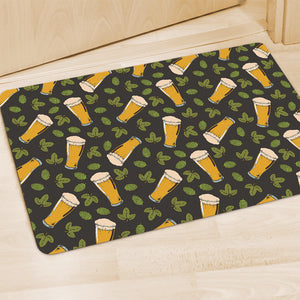 Beer Hop Cone And Leaf Pattern Print Polyester Doormat