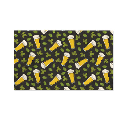 Beer Hop Cone And Leaf Pattern Print Polyester Flag
