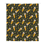 Beer Hop Cone And Leaf Pattern Print Polyester Shower Curtain