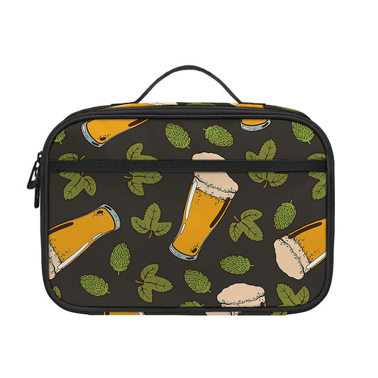 Beer Hop Cone And Leaf Pattern Print Portable Lunch Bag