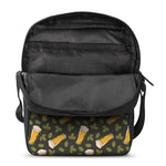 Beer Hop Cone And Leaf Pattern Print Rectangular Crossbody Bag