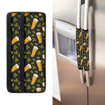 Beer Hop Cone And Leaf Pattern Print Refrigerator Handle Covers