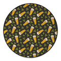 Beer Hop Cone And Leaf Pattern Print Round Floor Mat
