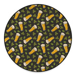 Beer Hop Cone And Leaf Pattern Print Round Floor Mat
