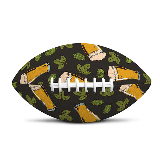 Beer Hop Cone And Leaf Pattern Print Rugby Ball