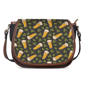 Beer Hop Cone And Leaf Pattern Print Saddle Bag