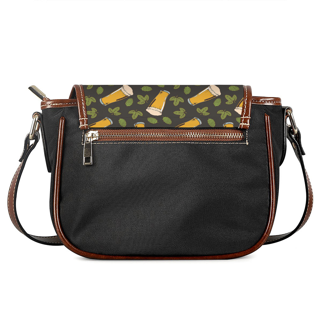 Beer Hop Cone And Leaf Pattern Print Saddle Bag