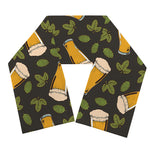 Beer Hop Cone And Leaf Pattern Print Scarf