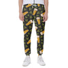 Beer Hop Cone And Leaf Pattern Print Scuba Joggers