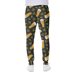 Beer Hop Cone And Leaf Pattern Print Scuba Joggers