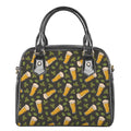 Beer Hop Cone And Leaf Pattern Print Shoulder Handbag
