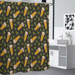 Beer Hop Cone And Leaf Pattern Print Shower Curtain