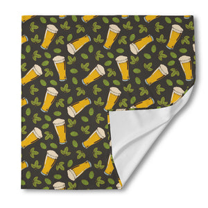 Beer Hop Cone And Leaf Pattern Print Silk Bandana