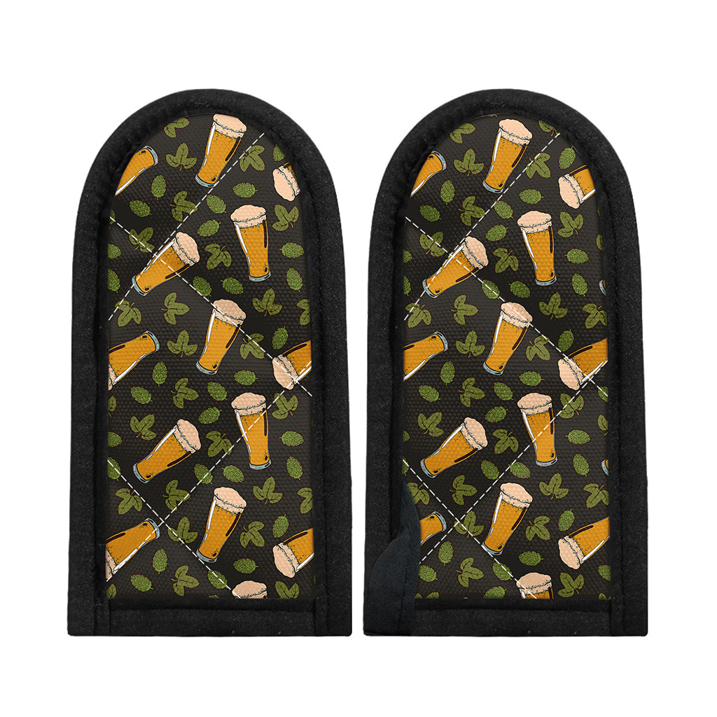 Beer Hop Cone And Leaf Pattern Print Skillet Handle Cover