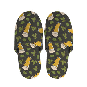 Beer Hop Cone And Leaf Pattern Print Slippers