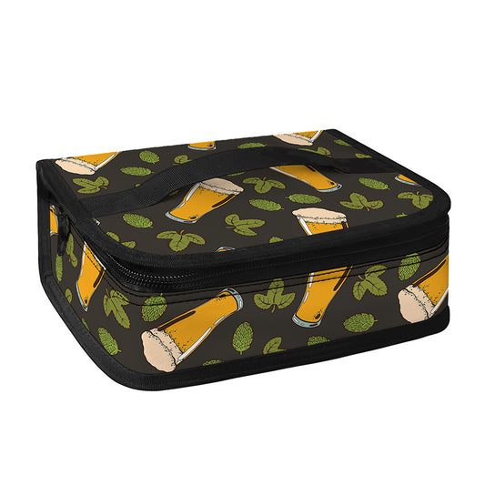 Beer Hop Cone And Leaf Pattern Print Small Lunch Bag