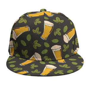 Beer Hop Cone And Leaf Pattern Print Snapback Cap