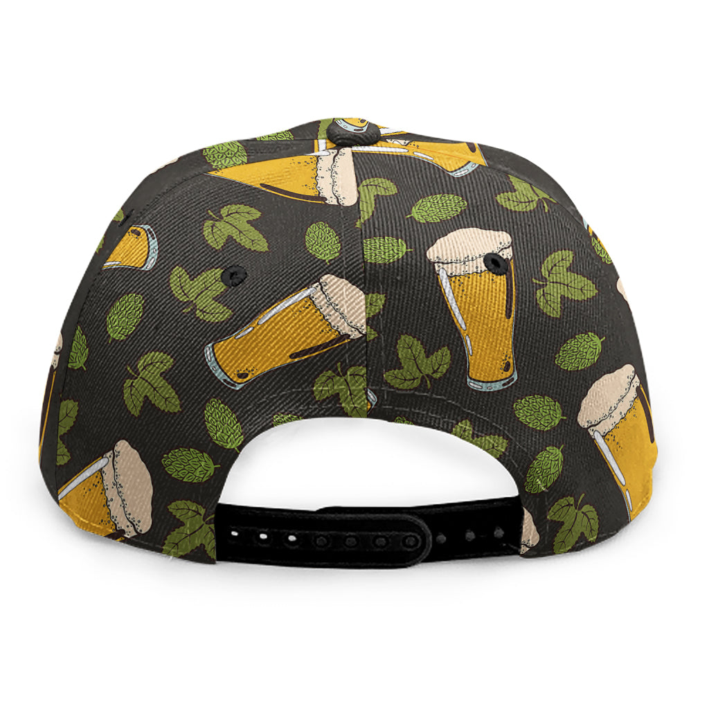 Beer Hop Cone And Leaf Pattern Print Snapback Cap