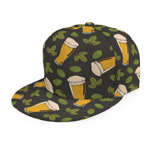 Beer Hop Cone And Leaf Pattern Print Snapback Cap