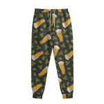 Beer Hop Cone And Leaf Pattern Print Sweatpants