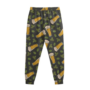 Beer Hop Cone And Leaf Pattern Print Sweatpants