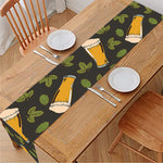 Beer Hop Cone And Leaf Pattern Print Table Runner
