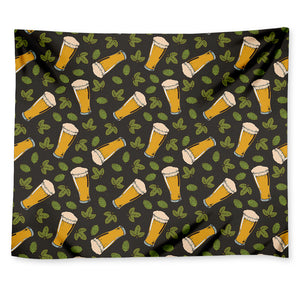 Beer Hop Cone And Leaf Pattern Print Tapestry