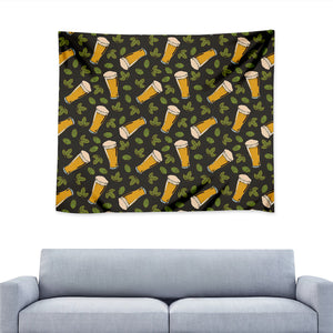 Beer Hop Cone And Leaf Pattern Print Tapestry