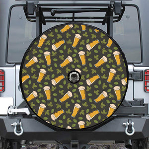 Beer Hop Cone And Leaf Pattern Print Tire Cover With Camera Hole