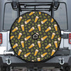 Beer Hop Cone And Leaf Pattern Print Tire Cover With Camera Hole