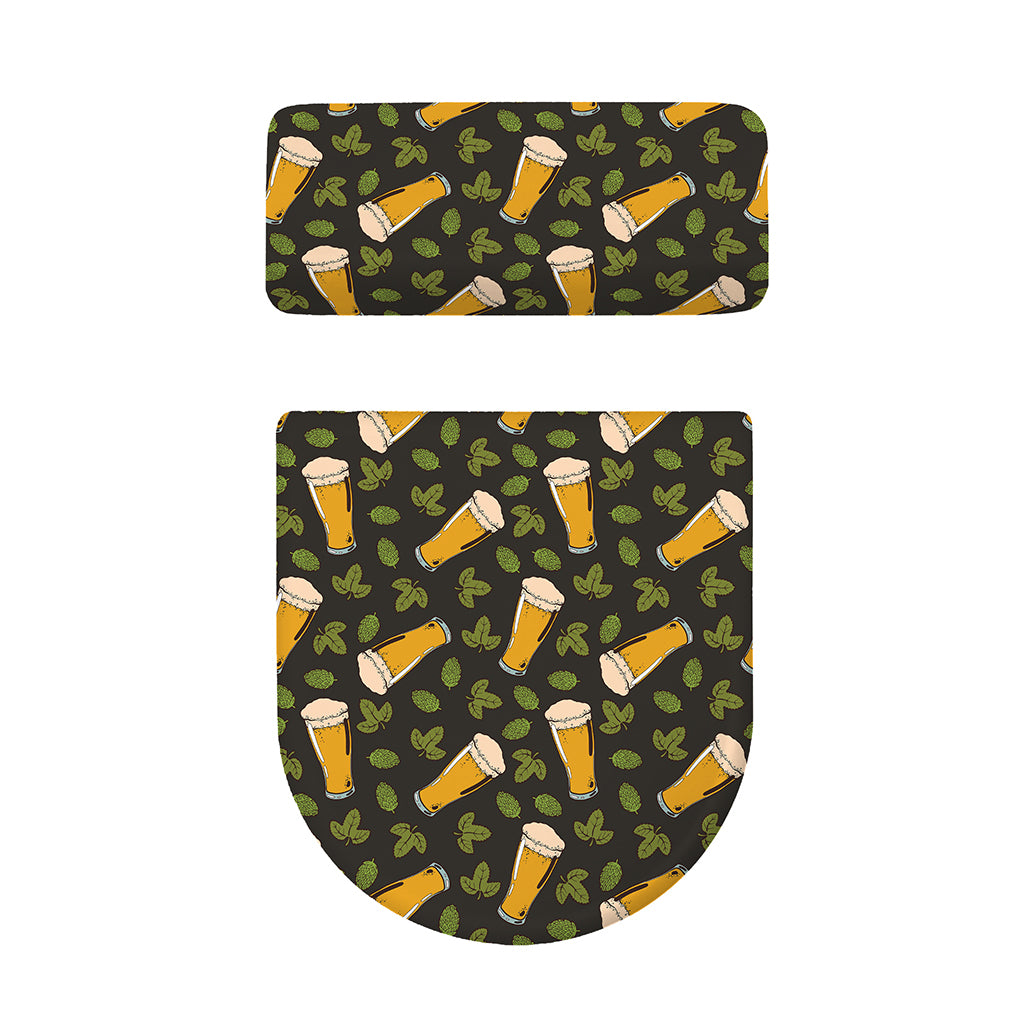 Beer Hop Cone And Leaf Pattern Print Toilet Lid And Tank Cover Set