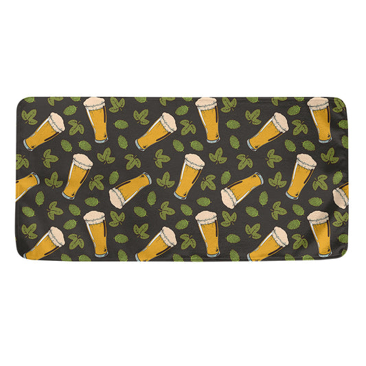 Beer Hop Cone And Leaf Pattern Print Towel
