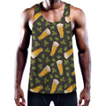 Beer Hop Cone And Leaf Pattern Print Men's Workout Tank Top