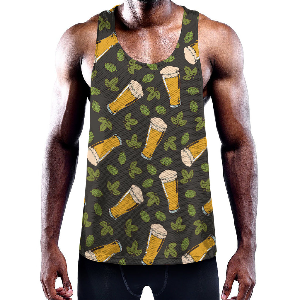 Beer Hop Cone And Leaf Pattern Print Training Tank Top