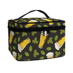 Beer Hop Cone And Leaf Pattern Print Travel Makeup Bag