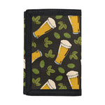 Beer Hop Cone And Leaf Pattern Print Trifold Wallet