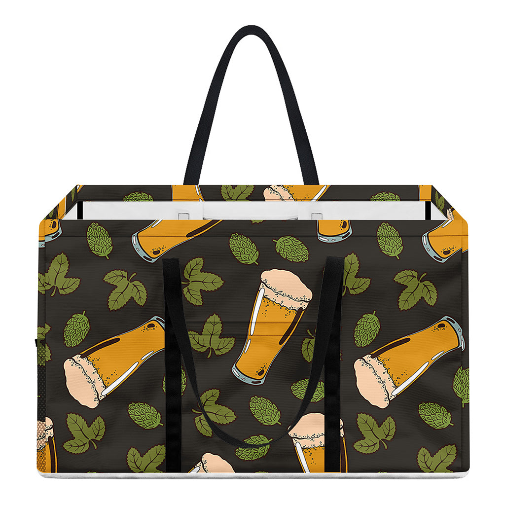 Beer Hop Cone And Leaf Pattern Print Utility Tote Bag
