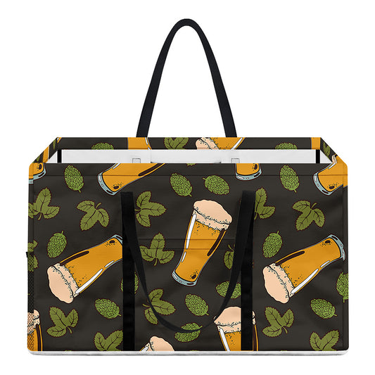 Beer Hop Cone And Leaf Pattern Print Utility Tote Bag