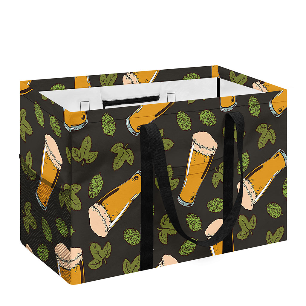 Beer Hop Cone And Leaf Pattern Print Utility Tote Bag
