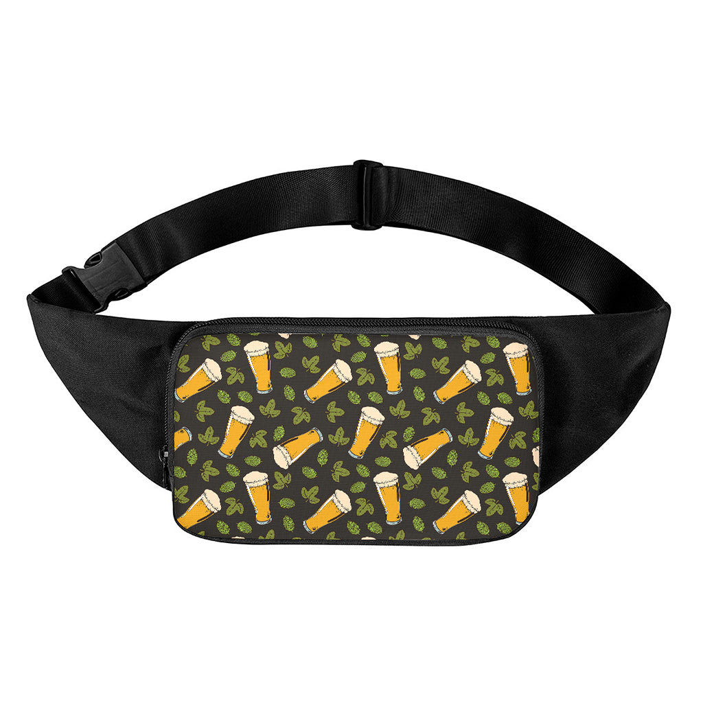 Beer Hop Cone And Leaf Pattern Print Waist Bag