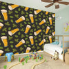 Beer Hop Cone And Leaf Pattern Print Wall Sticker